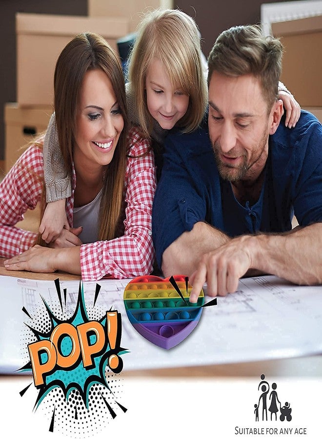 DealFry Push Pop Bubble Sensory Fidget Toy Set,Pop It Autism Special Needs Silicone Stress Relief Toy Popper Educational Toys for Family and Friends Rainbow Motor Kids (Heart) - Image 4